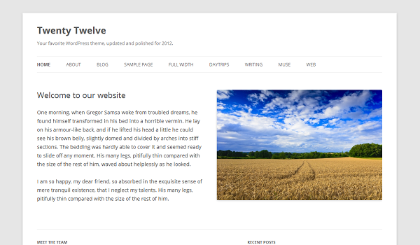 WordPress twenty twelve theme