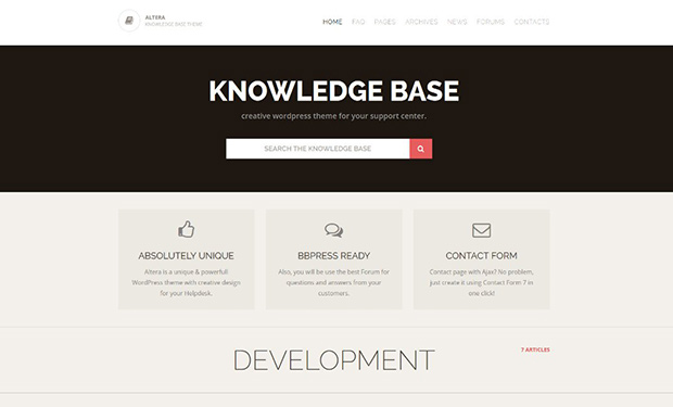 Altera stylish WordPress support theme