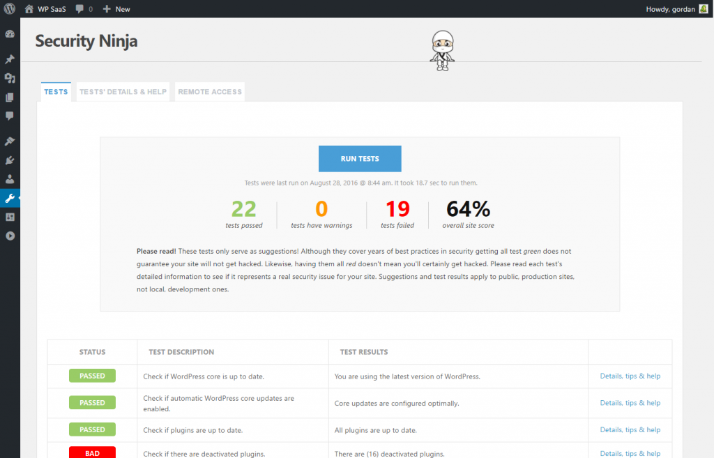 Security Ninja WordPress Plugin